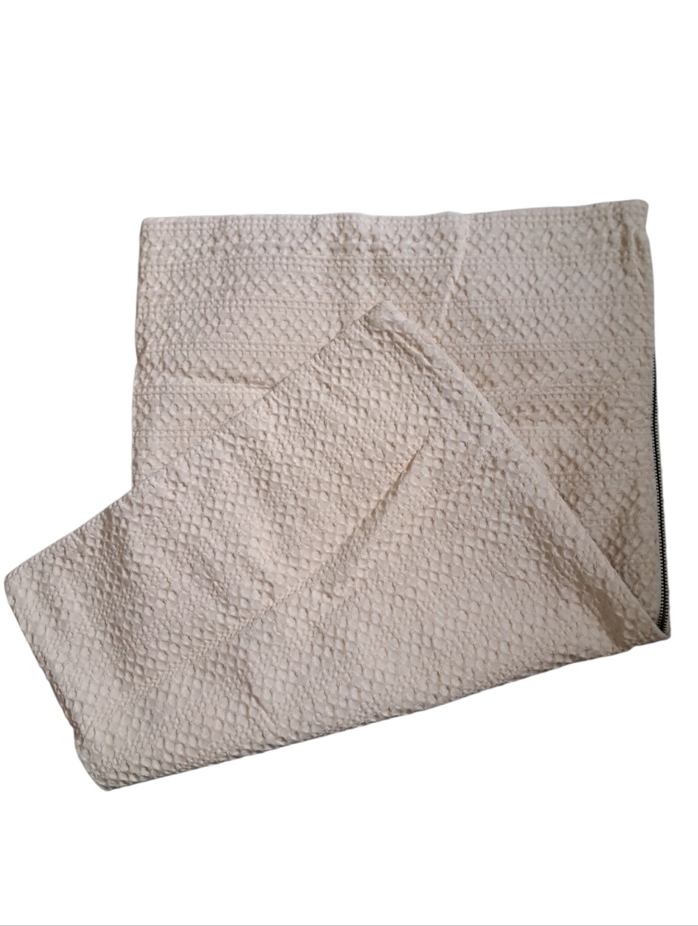 POTTERY BARN zipper Cushion Cover 100% COTTON Waffle Texture Oatmeal Neutral